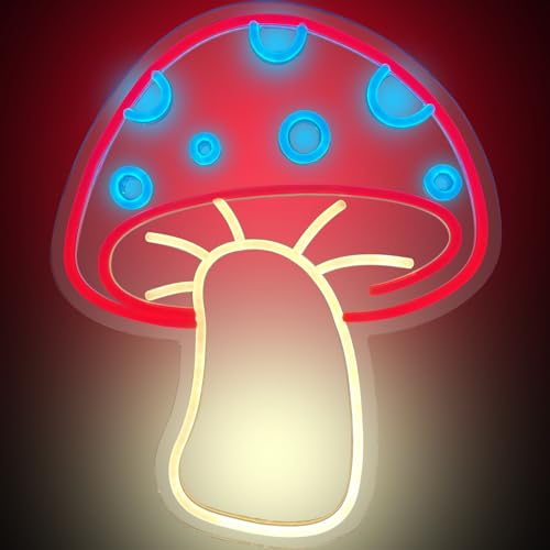 Anycosy Mushroom Neon Signs for Wall Decor,USB Neon Lights for Windows,Whimsical LED Sign for Bedroom,Kids Room,Man Cave,Living Room,Bar,Party Decoration,Gifts