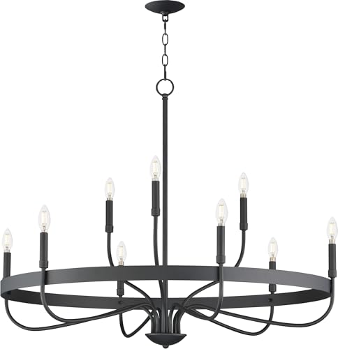 Maxim Lighting Frankie 9-Light Chandelier | Black Steel Finish |