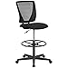 Flash Furniture Harper Ergonomic Mid-Back Mesh Drafting Chair with Black Fabric Seat and Adjustable Foot Ring
