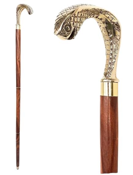 Elegant Wooden Walking Stick Featuring Brass Snake Gold Handle, Handcrafted Vintage-Inspired Luxury Cane Offering Stylish, Durable Mobility Support for Men and Women-image-41