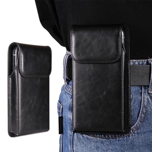 KEMUZ Funda para teléfono móvil con cinturón para hombre, funda de piel auténtica, para iPhone 16 15 14 13 12 11 Pro, Samsung S24 S23 S22 S21 A55 A54