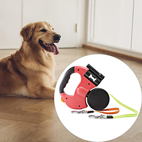 Image of bnf Double Retractable Dog Leash with Garbage Bag Box for Small Medium Dogs Red|Pet Supplies|Dog Supplies|Leashes & Head Collars