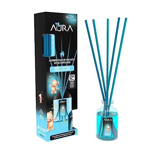 Aura | Ambientador Mikado| | Aroma Bebé y Colonia | 100% Puro | Duración 4 Semanas | 30ml | 0% Alcohol
