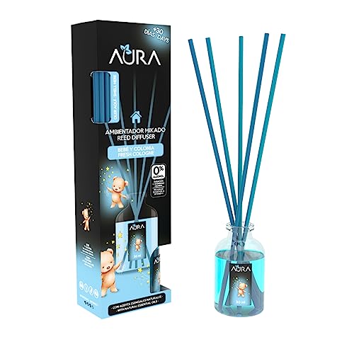 Aura | Ambientador Mikado| | Aroma Bebé y Colonia | 100% Puro | Duración 4 Semanas | 30ml | 0% Alcohol
