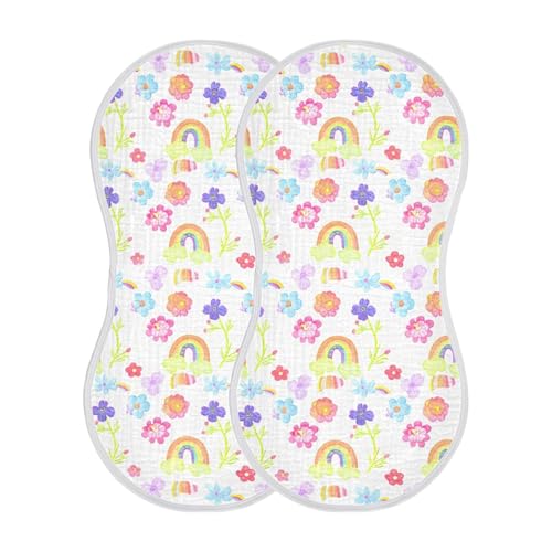 xigua Colorful Rainbows Baby Burp Cloths for Newborn Boys and Girls 1 Pack, Soft & Absorbent Cotton Baby Burp Cloth, Baby Washcloths, Newborn Towel, Burp Rags2