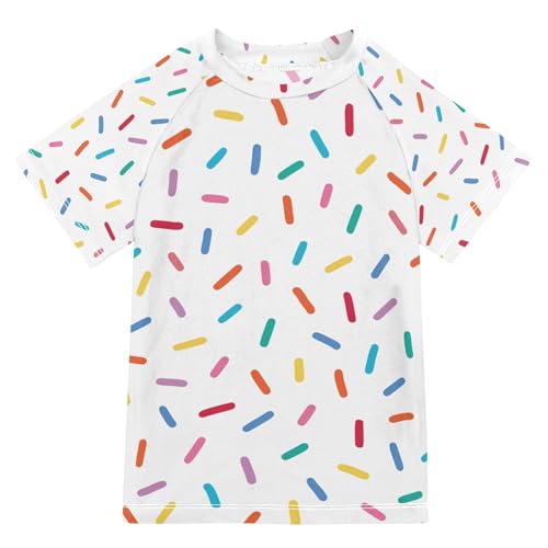 Ice Cream White Boys Rash Guard Swim Shirts Quick Dry Short Sleeve UPF 50+ Girls Rashguard Swimsuit, Size 4T