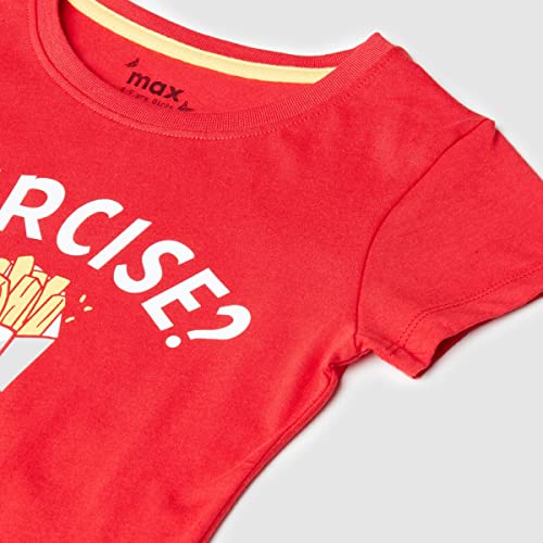 Image of Max Girls Regular Fit Printed Round Neck T-Shirt