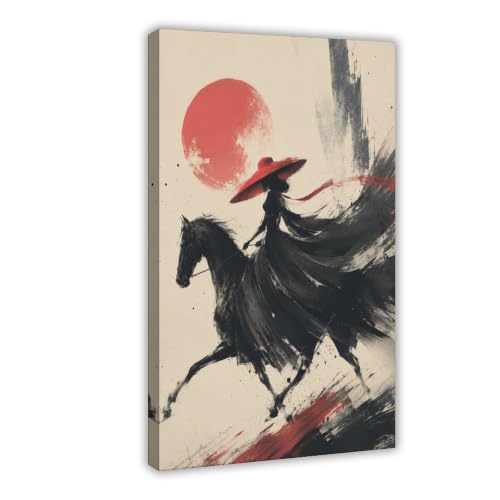 Toile samouraï japonais sur cheval pour raviver un mur de salon vide et triste