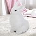 Mini R¨¦aliste en Peluche Lapin R¨¦aliste Animal Paques D¨¦coration Maison Ornement Simulation Jouet Mod¨¨Le Cadeau(Blanc)