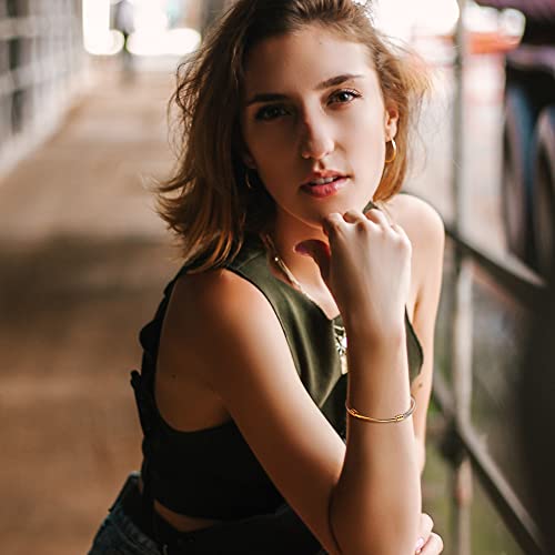 Ciunofor Bracelet For Women Girl Silver Gold Rose Gold Cable Inspired Antique Stainless Steel Twisted Cuff Bangle (Gold) #TOP5