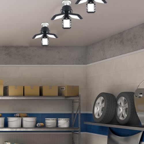 Luces de techo LED para garaje 6500K con rosca E26 E27 y tres paneles regulables 6