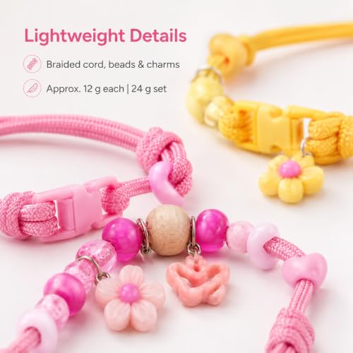 Image of Cat Collar with Bell, Adjustable Soft Fabric Kitten Collar with Quick Release Buckle, Cute Floral Charm Neck Belt for Cats, Comfortable Pet Accessories for Indoor Outdoor Use (Pink and yellow)