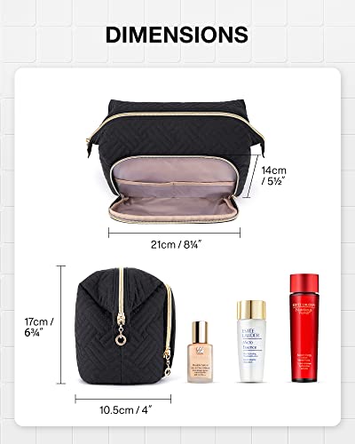 Image of BAGSMART Travel Makeup Bag, Cosmetic Bag Make Up Organizer Case,Large Wide-open Pouch for Women Purse for Toiletries Accessories Brushes Black