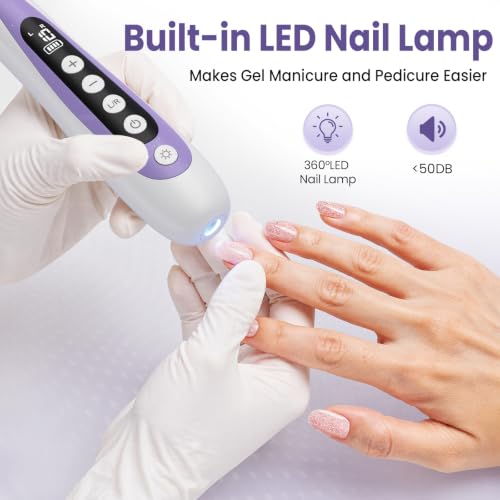 Nail Drill, Electric Nail File, 10-Speed Cordless Manicure Kit, Purple - image 4