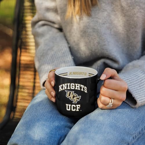 Image of Logo Brands NCAA Central Florida Golden Knights 15 oz Stripe Coffee Mug - Vintage Team Logo, Inside Print & Stripes, Microwave & Dishwasher Safe- Great Gift For Fans & Alumni