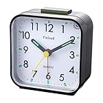 Small Battery Operated Analog Travel Alarm Clock Silent Non Ticking, Gentle Wake, Ascending Beep Sounds, Snooze,Lighted on Demand, Easy Set(Black) - Image 5