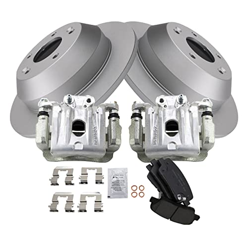 Image of TRQ Rear Brake Pad and Rotor Set Ceramic G Coated Rotors Calipers