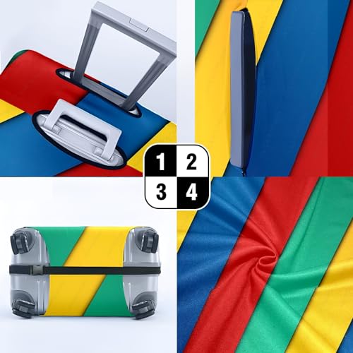 Elastic Luggage Cover Stretch-Fit Suitcase Protector Secure beautiful Sleeve for Big Luggage Easy Zip Handle Access Stylish Travel Accessory for Enhanced Luggage Protection Stripe4