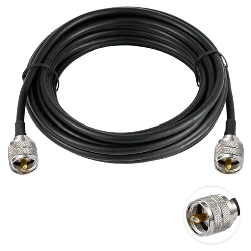 Vecys Cabo coaxial UHF macho para macho PL-259 de baixa perda cabo ponte UHF RG58 16,4 FT/5 M para Walkie Talkie rádio CB medidor SWR e analisador de antena