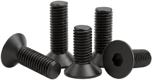 3/8-16 x 1-1/2'' (8 Pack) Flat Head Hex Socket Cap Screws Countersunk Bolts, Allen Socket Drive, Black Oxide 304 Stainless Steel 18-8, Fully Machine Thread, Bright Finish - 4