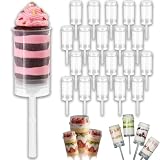 Pealeaf Push Up Cake Pop Behälter, Push Up Cake Pops Formen, Runde Kuchen Formen aus Kunststoff mit Deckel, Dessert Behälter für Törtchen Kuchen Pops und Backen (20 Becher)