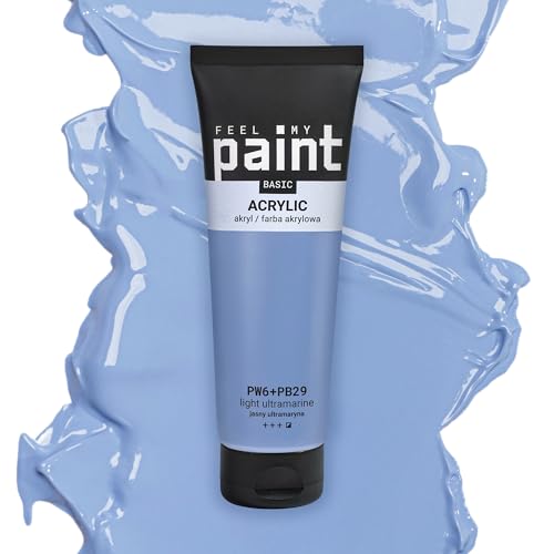 FeelMyPaint Acrylfarbe Hellblau, Ultramarin Hell – 120 ml hochpigmentierte Künstlerfarbe zum Malen auf Leinwand, Papier, Stoff, Holz, Glas, Keramik, Metall, Stein FeelMyPaint Acrylfarbe Hellblau, Ultramarin Hell – 120 ml hochpigmentierte Künstlerfarbe zum Malen auf Leinwand, Papier, Stoff, Holz, Glas, Keramik, Metall, Stein