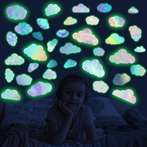 Glow in The Dark Colorful Clouds Wall Stickers...