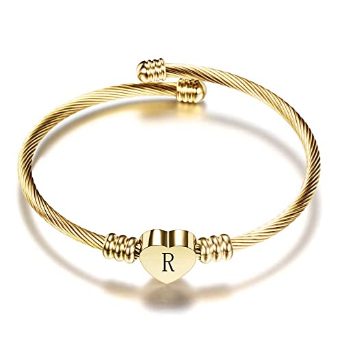 VQYSKO Gold Heart Initial Bracelets for Girls Jewellery Gifts Gold-R