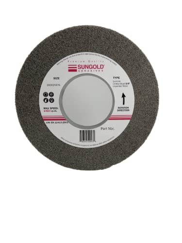 Image of Sungold Abrasives 50038 Sunbrite Countour Brush Silicon Carbide S-VFF 8 inch Diameter x 2 inch Thick x 3 inch Hole, 1 Wheel