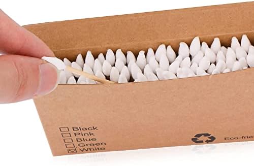 Natural Bamboo Cotton Swabs, Eco-Friendly & Biodegradable  Comfortable and Soft,Two Tip Buds Bamboo Cotton Swabs for Ears Cleaning and Makeup- Zero Plastic (1 Pack of 400,White)