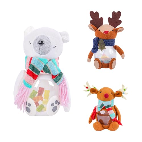 Tarro de galletas de Navidad | Contenedores de Navidad de felpa – Contenedor de organización temática para bufé, cocina, encimera, escritorio, aula, hogar