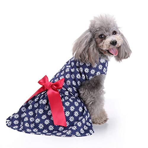 POPETPOP Saia para Cachorro, Flores de Sol, Roupas Fofas para Cães, Colete para o Verão M