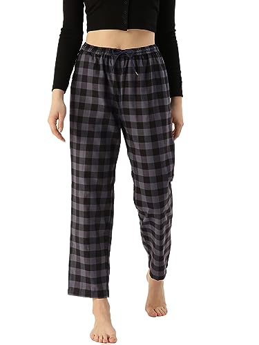Image of KRYPTIC Women's 100% Pure Cotton Woven Pyjama | Mid Rise Relaxed Fit Full Length Nightwear Pant with Elasticated Drawstring Waistband & Side Pocket | Comfortable Lounge, Sleepwear & Casual Bottom Wear