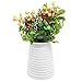 MyGift Modern White Ceramic Flower Vase, Ribbed Design Tabletop Small Vase Decor