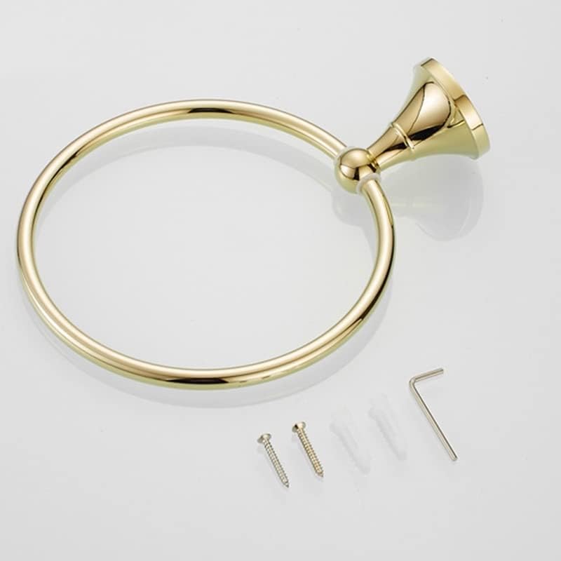LSLYTQ Gold Brass Bathroom Towel Ring, Bathroom Hardware Pendant Round Towel Ring