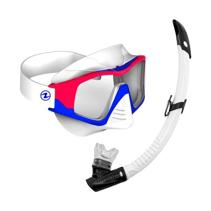 Aqua Lung Vita Mask and Snorkel Combo Dive Set, White/Red/Blue