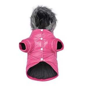 LESYPET Dog Coat for Small Dogs, Windproof Doggie Puffer Jacket with Leash Hole, Extra Warm Dog Jacket Winter Coat, Pink S