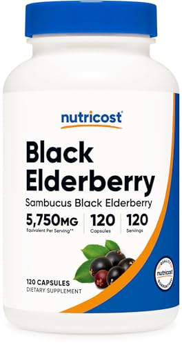 Nutricost ELDERBERRYCAP Elderberry Capsules 575Mg (120 Capsules) - Vegetarian Capsules, Gluten Free And Non-Gmo Black Elderberry Supplement cover