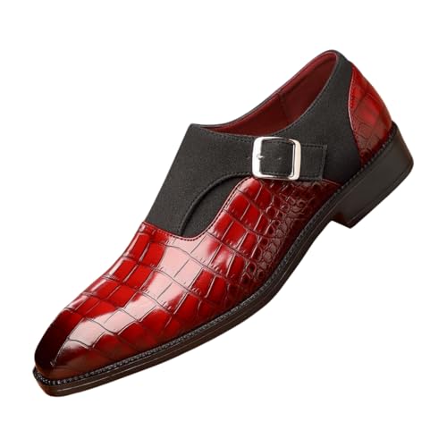 Santimon Men's Crocodile Pattern Monk Strap Dress Shoes Slip-On Buckle Formal Loafers Shoes