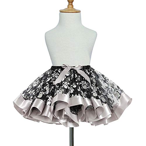 LERTREE Halloween Costume Girls Tutu Skirts Fancy Halloween Party Skull Dress Skirt for Kids Baby Girls (Skull, L)