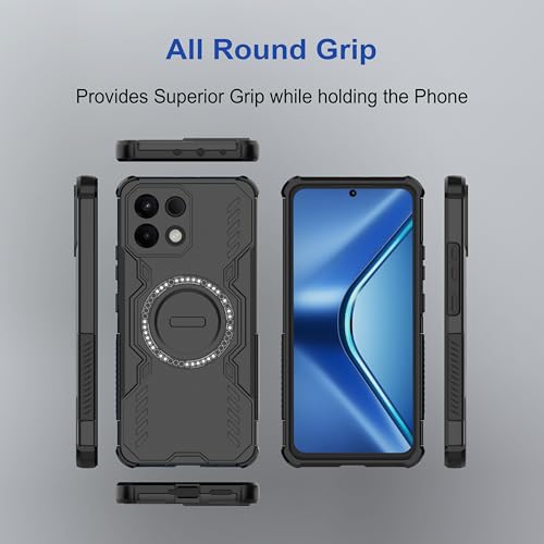 Image of amazon basics Back Case Cover for Oppo K13 5G | MagSafe Case with Built-in Metal Ring | Supports MagSafe Charger, Wallet & Car Mount | Shockproof Hybrid PC + TPU | Black