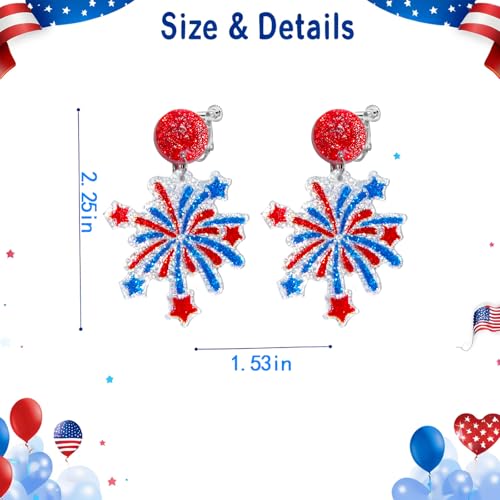 Aretes Clip On con Bandera Americana Patriótica miniatura 7