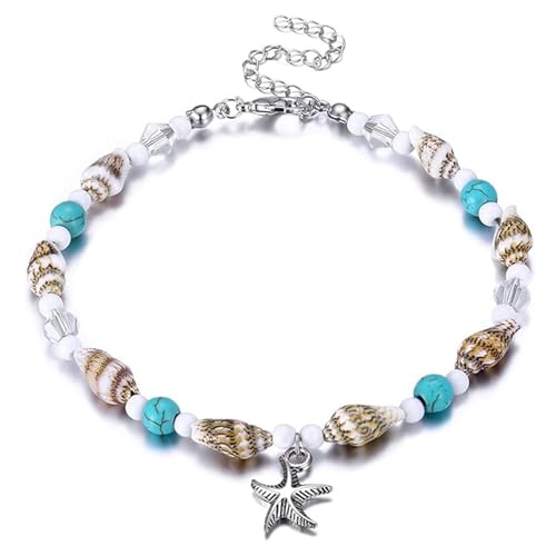 BelleVive Tobillera de Concha Puka para Mujer, Tobillera Ajustable Kauri Natural de Verano, Joyería de Concha de Playa Hawaiana Boho Hecha a Mano para Mujer Regalos de Verano