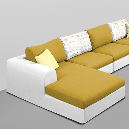 Image of Koza LHS 6 Seater L Shape Sofa Set for Living Room (Yellow Grey Fabric) Premium Fabric Sofa