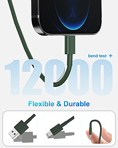 Image of 4 Pack [Apple MFi Certified] Apple Charging Cables 6ft, iPhone Chargers Lightning Cable 6 Foot, Fast iPhone Charging Cord for iPhone 12 /11 /11Pro /11Max / X /XS /XR /XS Max /8 /7, ipad(Dark Green)
