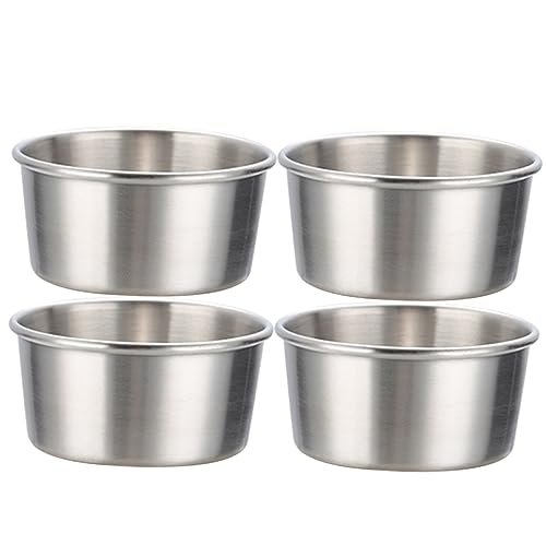 Garneck 4pcs Stainless Steel Ketchup Sauce Cups Multi-use Dipping Bowls for Kitchen