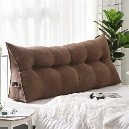 ウェッジクッション 三角ヘッドボードクッション 腰枕 幅60/80/100/120/150/180/200*厚さ20*高さ50cm綿製 カバー取り外し可能 ポケット付き 疲れない 通気性