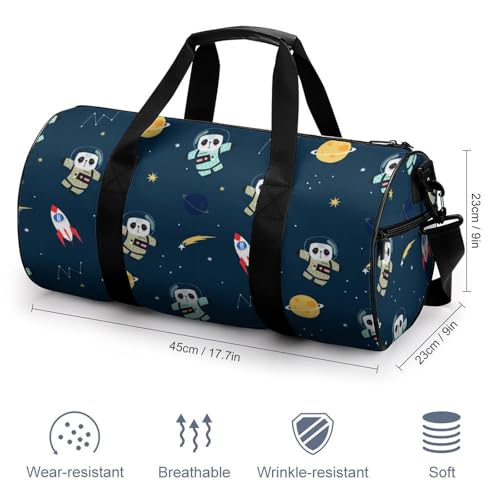 Sac week-end Panda Planètes avec grand volume cylindrique 45cm de longueur - 2