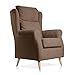 SUENOSZZZ-ESPECIALISTAS DEL DESCANSO Sillón orejero Dulce con Patas nórdicas butaca tapizada en Tela Antimanchas Color Marron