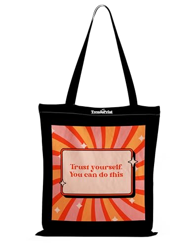 Image of TrendoPrint Canvas Tote Bags for Women with Zip, College Bag for Girls, 100% Organic Cotton Tote Bag for Shopping, Travel & Beach